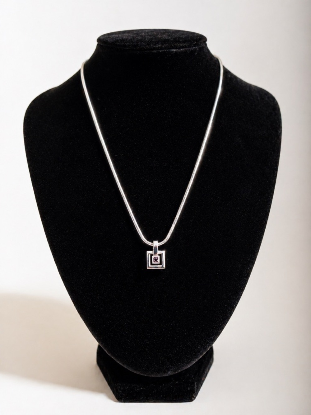 Nina Ricci Paris Silver-Tone Necklace w/ Swarovski Crystal – 16” NWT